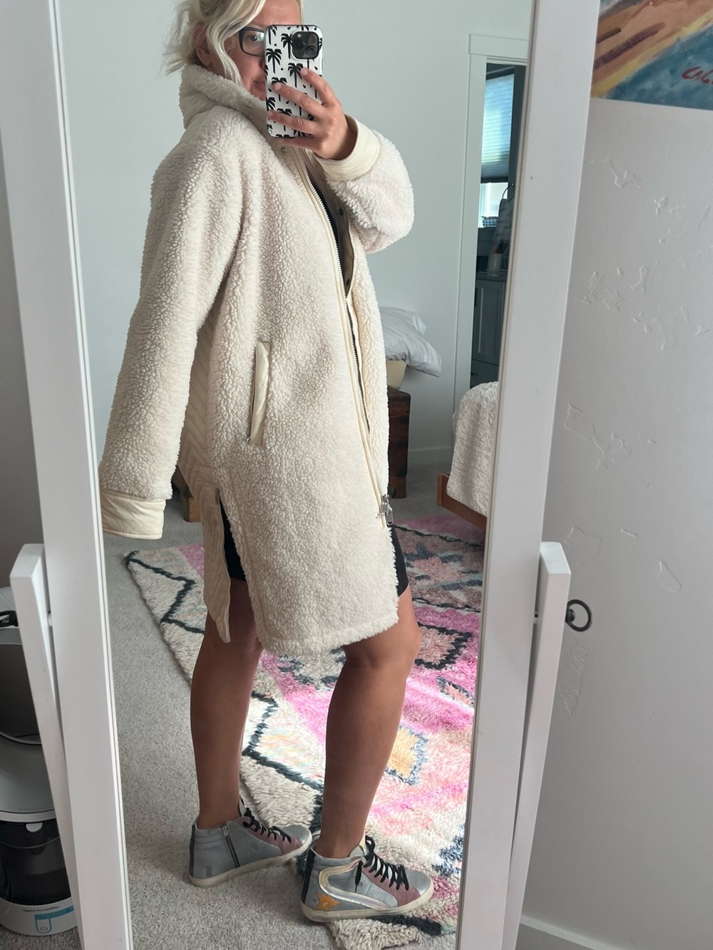 Athleta Cream Sherpa Long Teddy Coat - Picture 2 of 10
